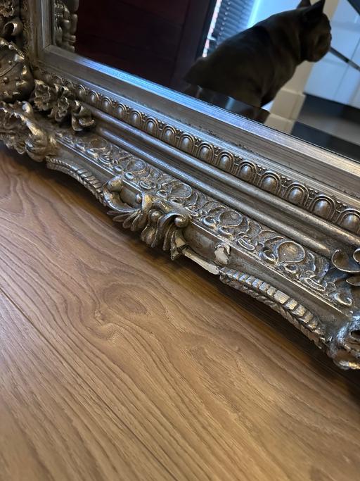  — XXL Antique Silver Ornate French Style Mirror