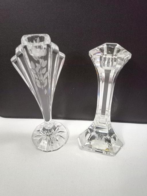  — VINTAGE CRYSTAL CANDLE HOLDERS X2.