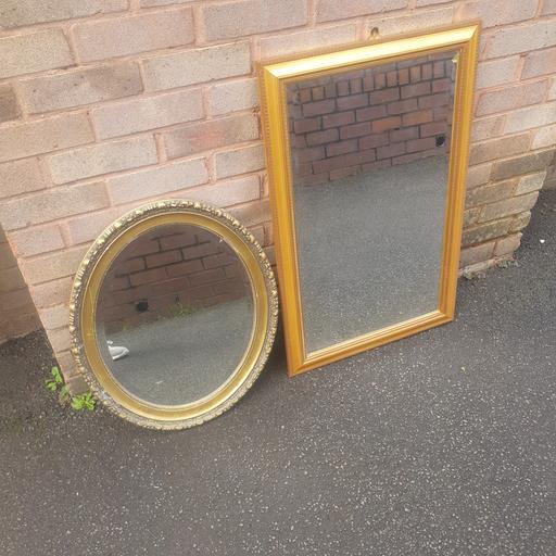  — 3 Vintage Mirrors - 2 Gold & 1 Brown,Good Con