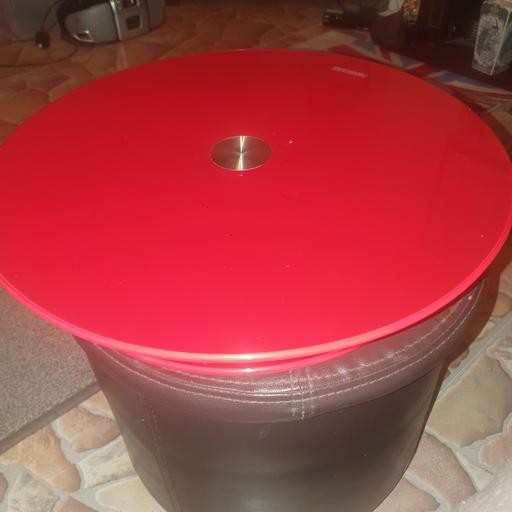 — 17 inch , Red Tempered Glass Lazy Susan , VGC