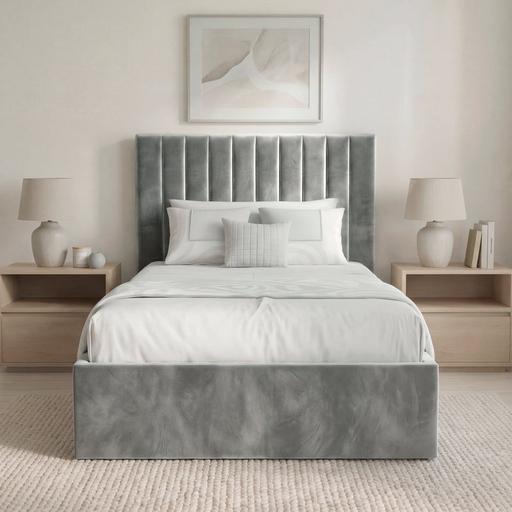  — Small Double Ottoman Storage Bed Velvet Grey