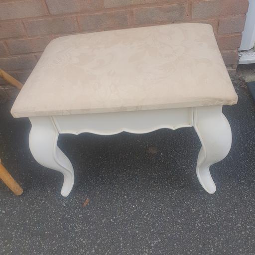  — Beige & White Chunky Footstool, 22 x 16 x 16