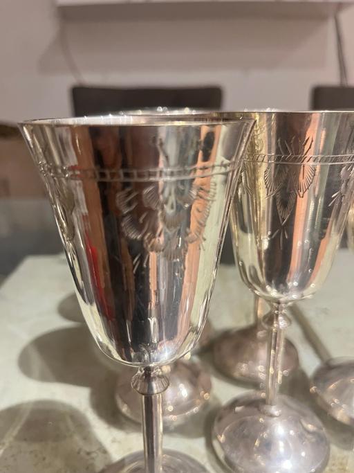  — Silver plated wine goblets