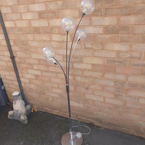  — 5ft Tall , Chrome & Glass Ball Lamp , VGC,