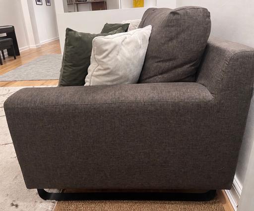  — Dark Brown Fabric Sofa