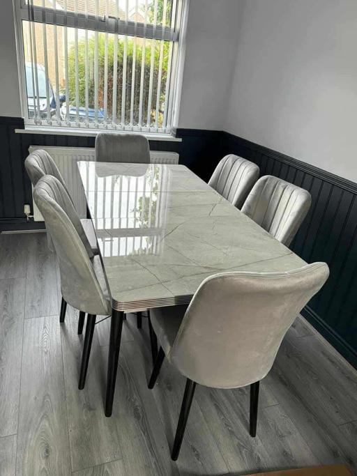  — Brand New Marble Dining Set with 6 Chairs