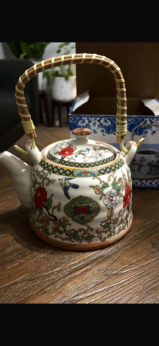  —     Chinese Floral Bird Porcelain Teapot