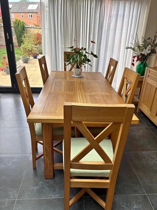 — Solid Oak Dining Table and 8 Chairs
