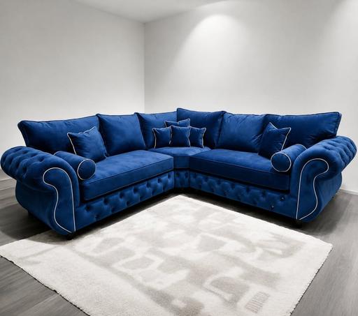  — Navy Blue Velvet Chesterfield Sofa