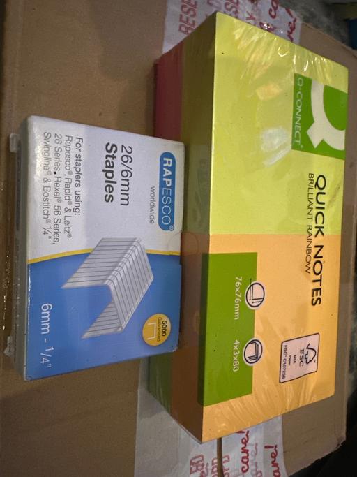  — Post it notes and staples