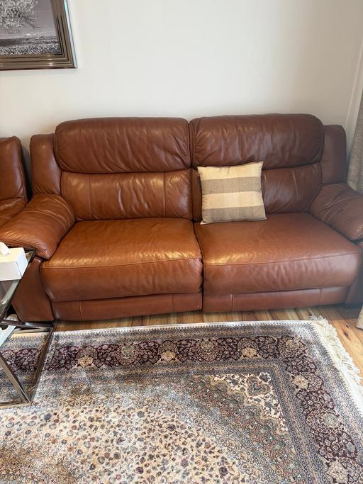  — Brown Leather Sofa& Armchair