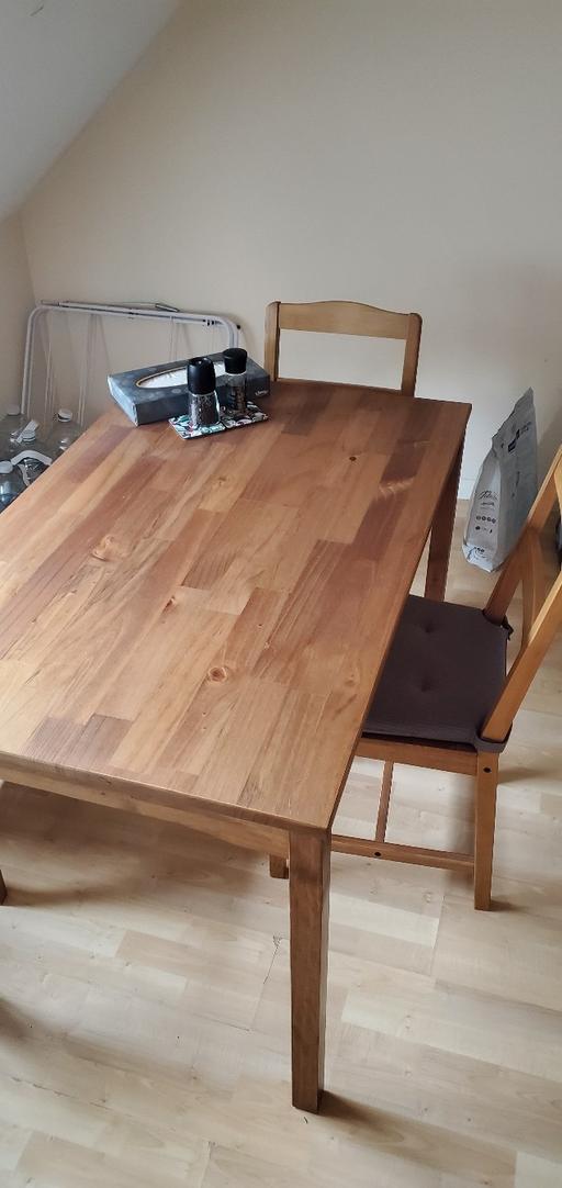  — Wood Dining Table with 4 Chairs + Pads