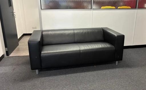  — Used Sofa Leather Black 2 seater sofa seating