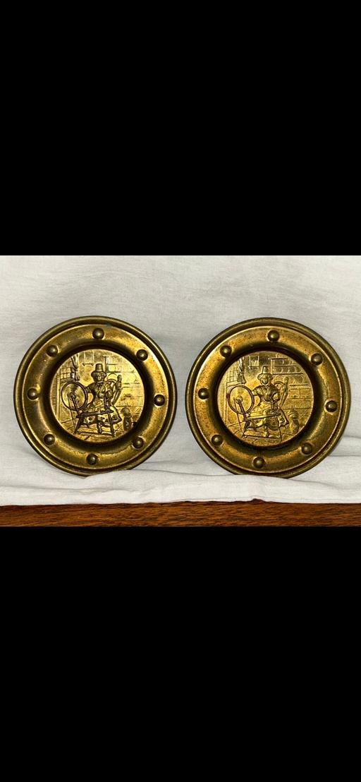  — Vintage Embossed Brass Wall Hanging Plaques