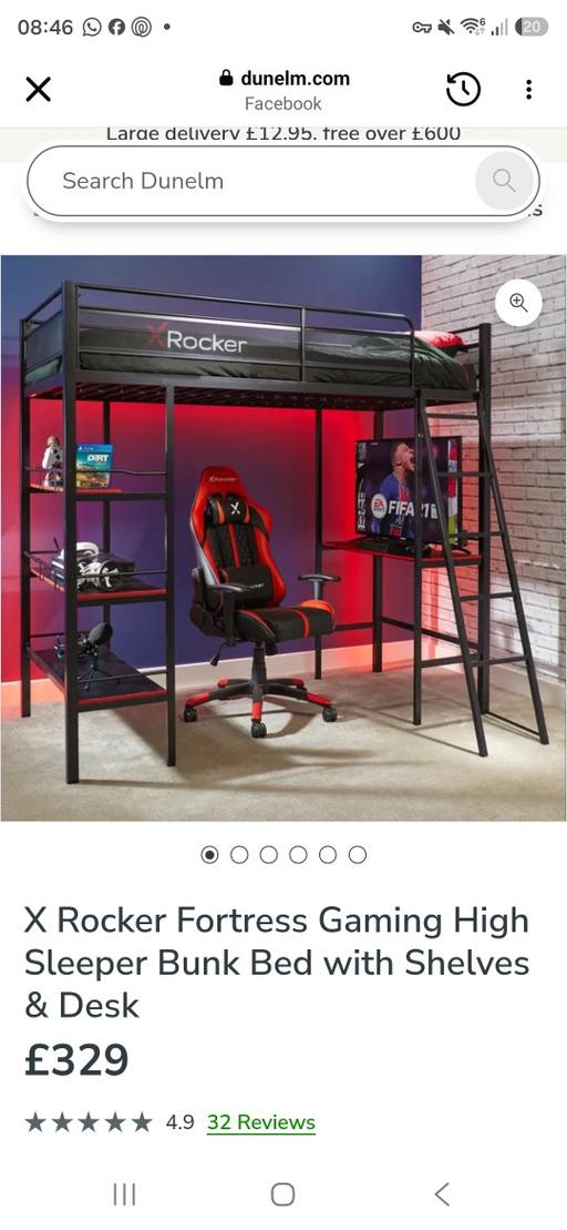  — X Rocker Fortress gaming bed and desk
