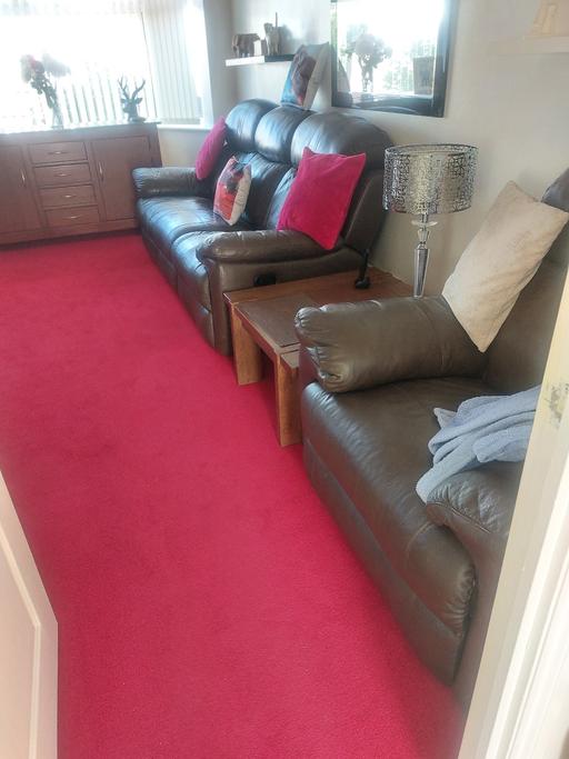  — three seater brown leather setee and matching