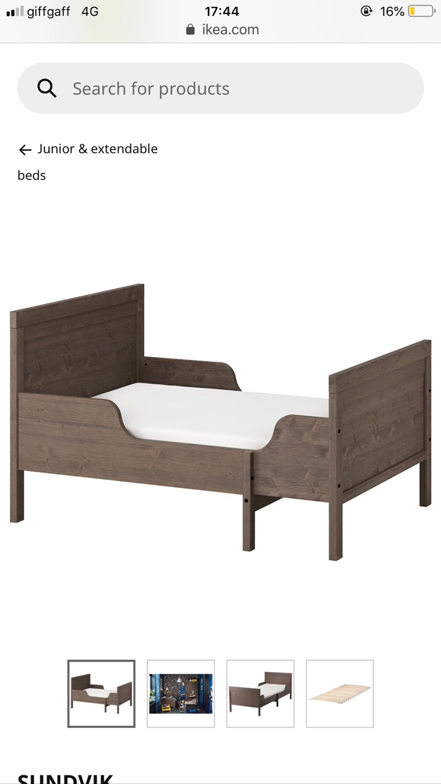 СУНДВИК раздвижная кровать с реечным дном, серо-коричневый80x200 см